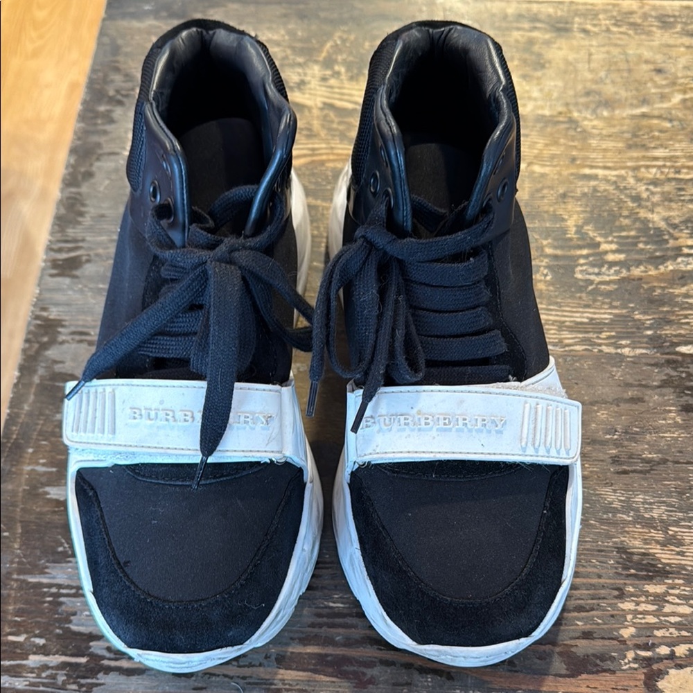 Burberry Black and White Lace-Up Sneakers